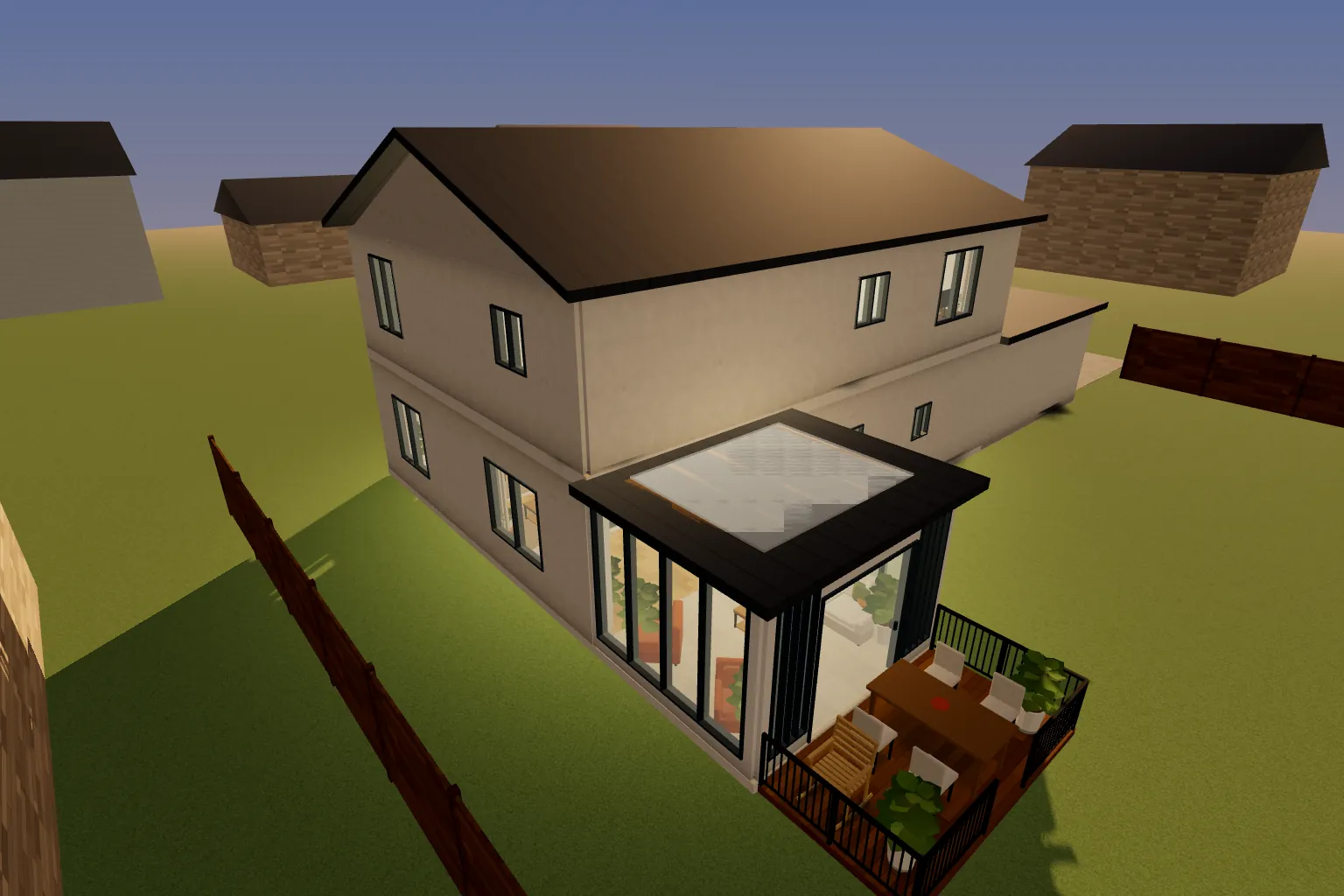 Linden House model showing a proposed glazed sunroom addition
